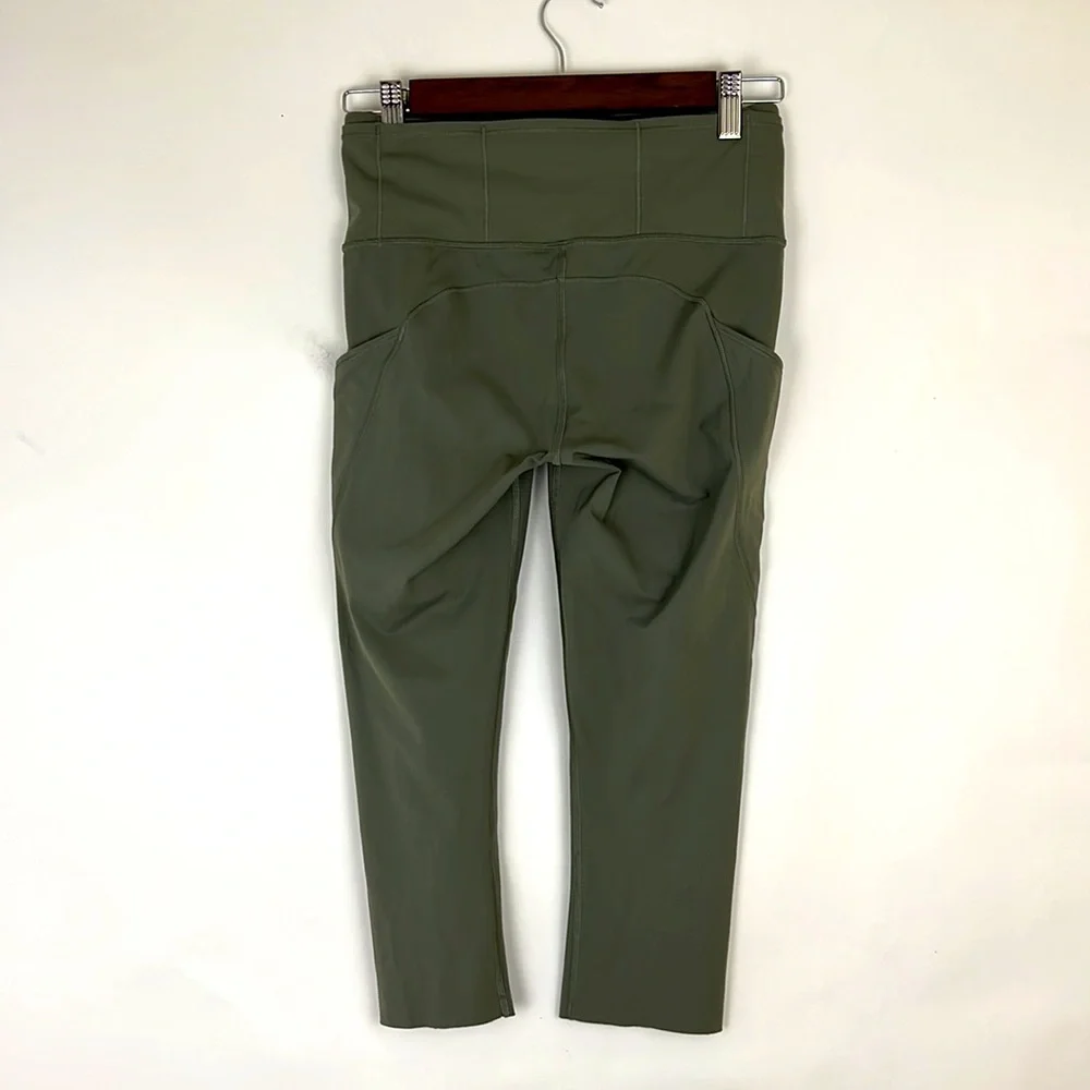 LULULEMON Fast & Free Crop II Nulux 19” Dark Olive 6 - Picture 3 of 13